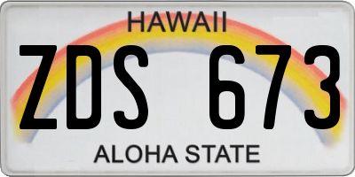 HI license plate ZDS673