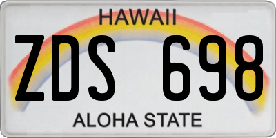 HI license plate ZDS698