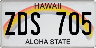 HI license plate ZDS705