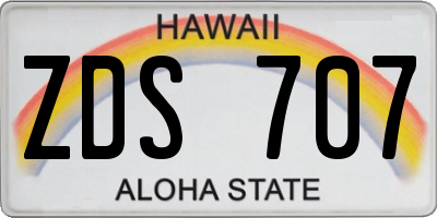 HI license plate ZDS707