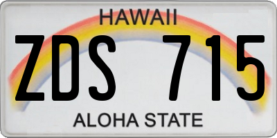 HI license plate ZDS715
