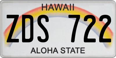 HI license plate ZDS722