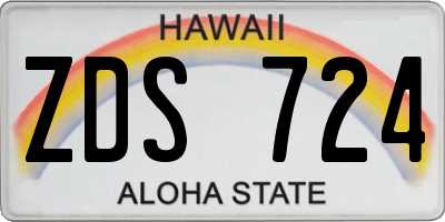 HI license plate ZDS724