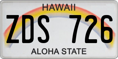 HI license plate ZDS726