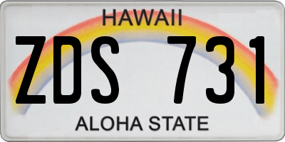 HI license plate ZDS731