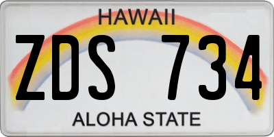 HI license plate ZDS734