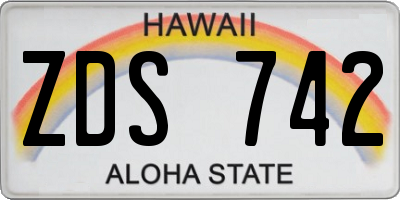 HI license plate ZDS742