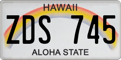 HI license plate ZDS745