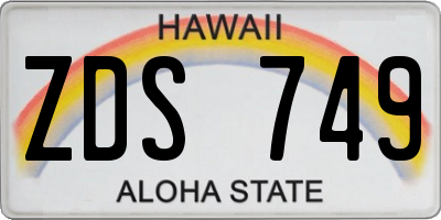 HI license plate ZDS749