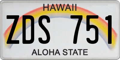 HI license plate ZDS751