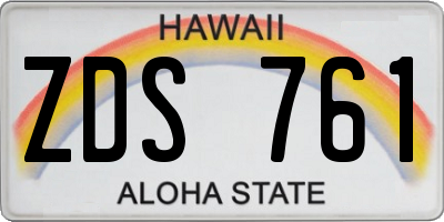HI license plate ZDS761
