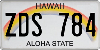 HI license plate ZDS784