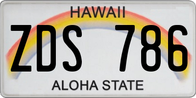 HI license plate ZDS786