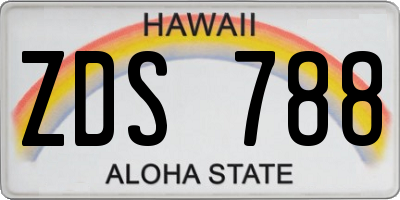HI license plate ZDS788