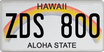 HI license plate ZDS800