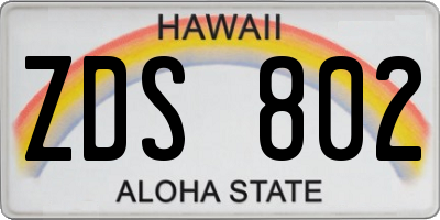 HI license plate ZDS802