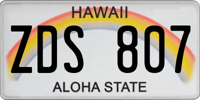 HI license plate ZDS807