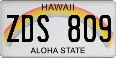 HI license plate ZDS809