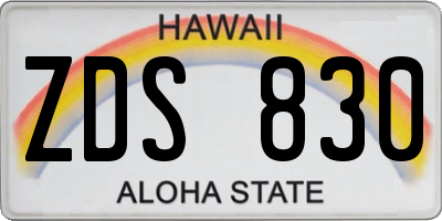 HI license plate ZDS830