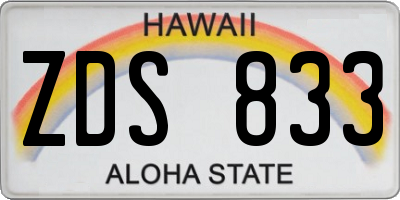HI license plate ZDS833
