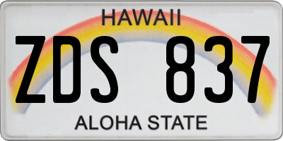 HI license plate ZDS837