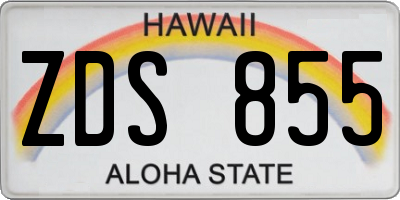 HI license plate ZDS855