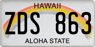 HI license plate ZDS863