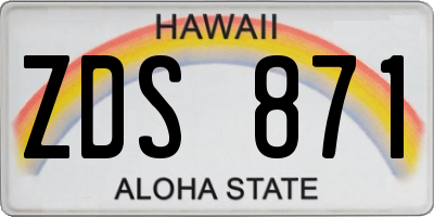HI license plate ZDS871
