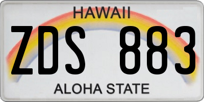 HI license plate ZDS883