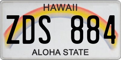 HI license plate ZDS884