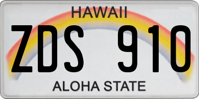 HI license plate ZDS910