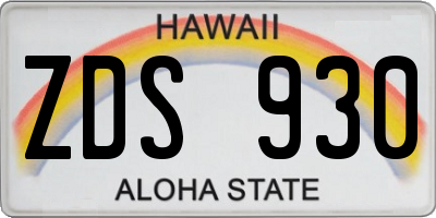 HI license plate ZDS930