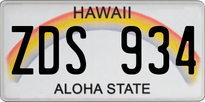 HI license plate ZDS934