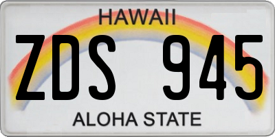HI license plate ZDS945