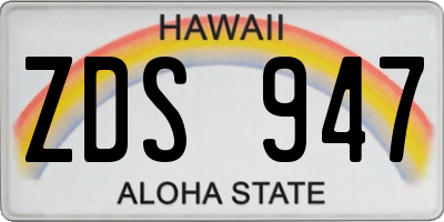 HI license plate ZDS947