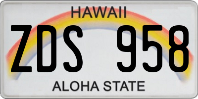 HI license plate ZDS958