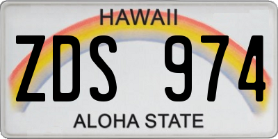 HI license plate ZDS974