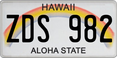 HI license plate ZDS982