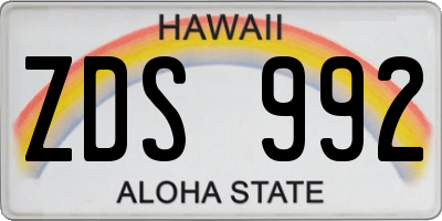 HI license plate ZDS992