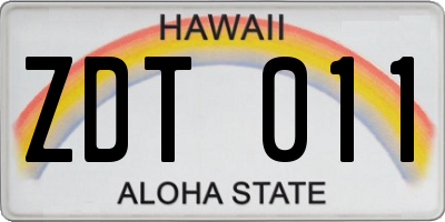 HI license plate ZDT011