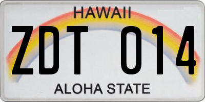HI license plate ZDT014