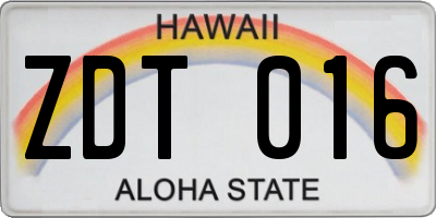 HI license plate ZDT016