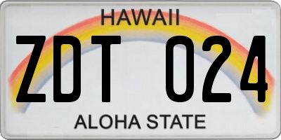HI license plate ZDT024
