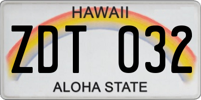 HI license plate ZDT032