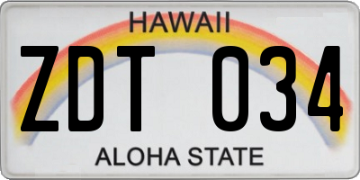 HI license plate ZDT034