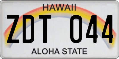 HI license plate ZDT044