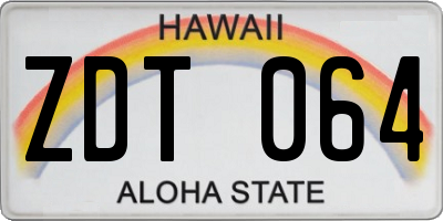HI license plate ZDT064