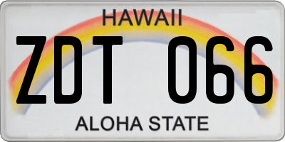HI license plate ZDT066