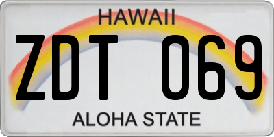 HI license plate ZDT069