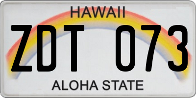 HI license plate ZDT073